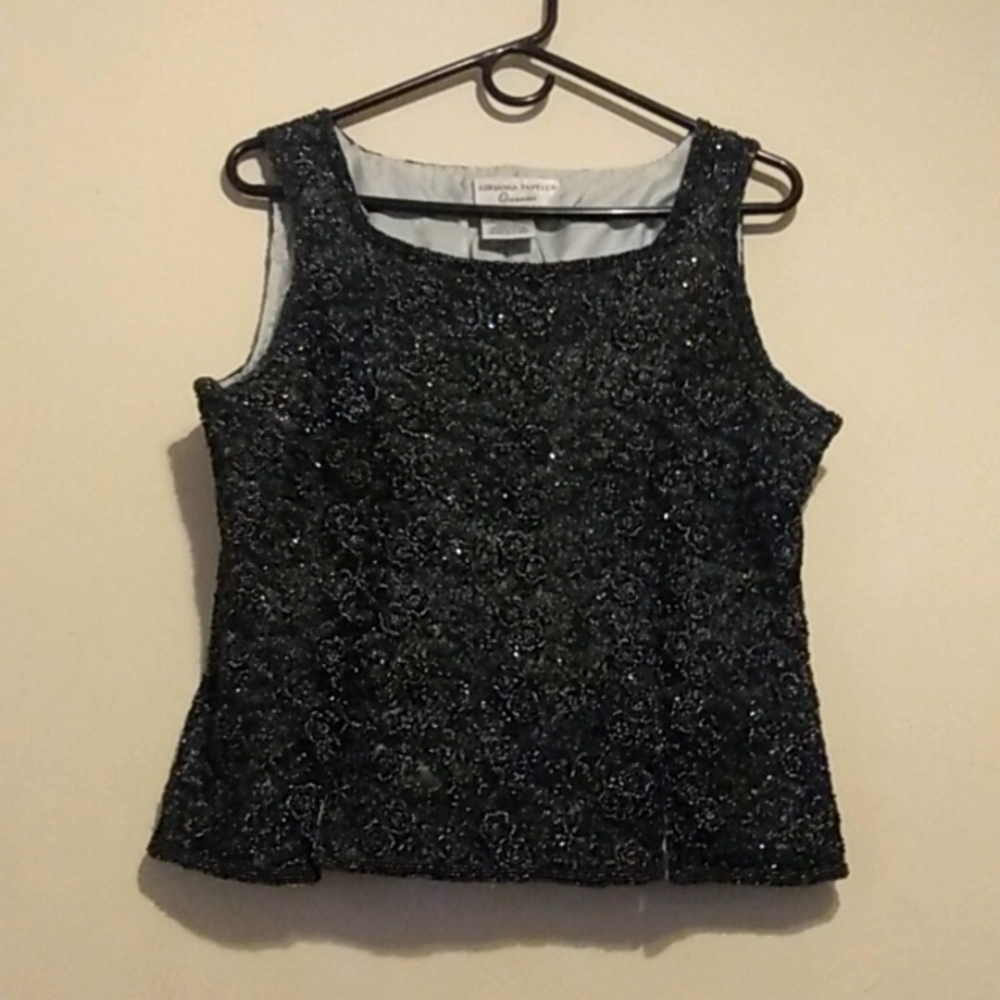 Adrianna Papéll Occasions 100% silk hand embroidered Top.
